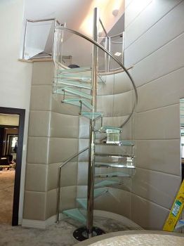 Glass Spiral Staircase to Gym